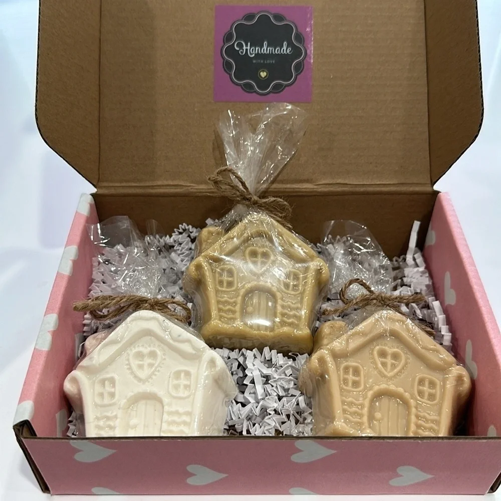 Gingerbread houses- soap bars- Handmade natural Shea butter soap